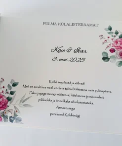 Pulmaraamatu sissejuhatav leht lillede ja nimedega