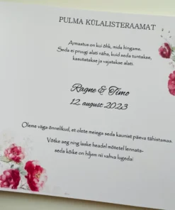 Pulmaraamatu sissejuhatus punaste lilledega